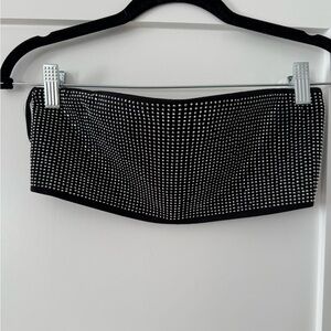 Silver Crystal Studded Bandeau Top
